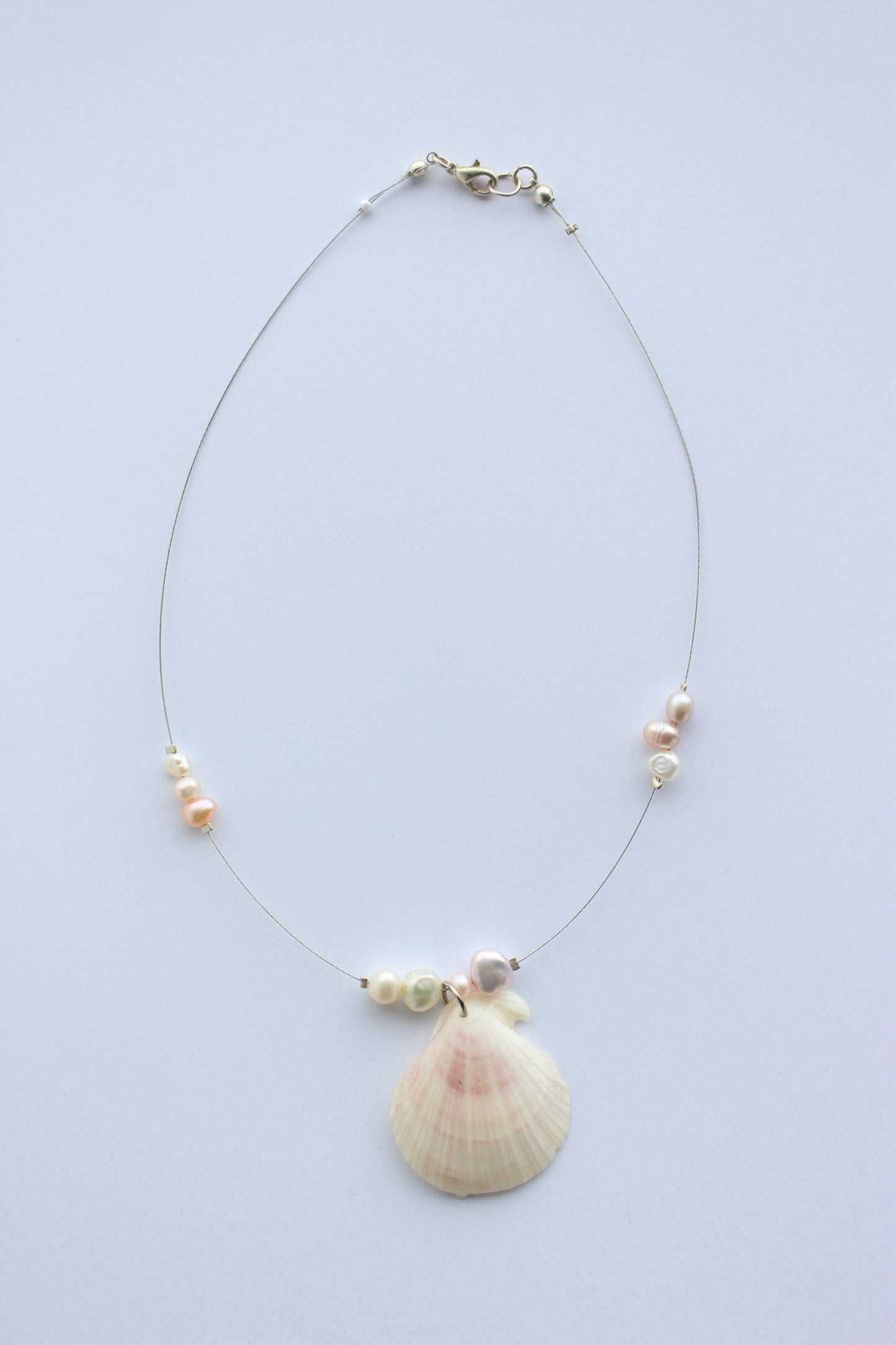 Floating Pearl Necklace - Pastel Scallop